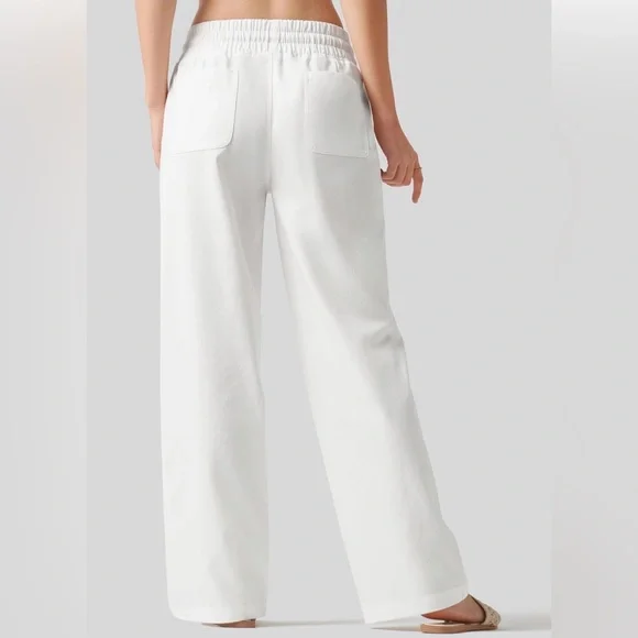 Women's White Linen Pants - Picture 2 of 9